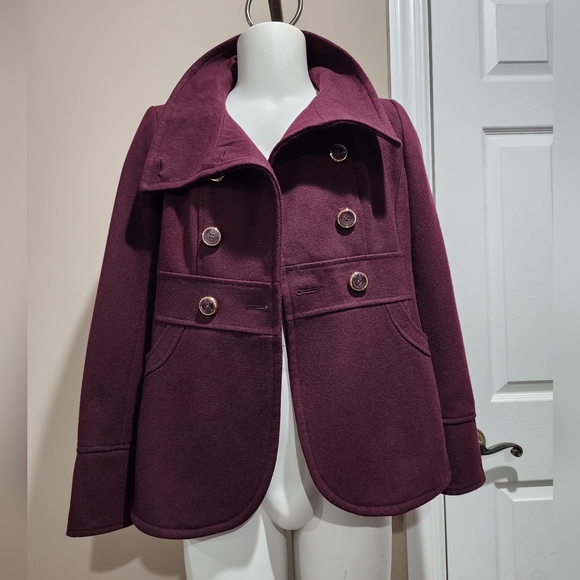 Kenneth Cole New York Double Breasted Funnel Collar Wool Blend Coat Size 14 - Picture 5 of 16